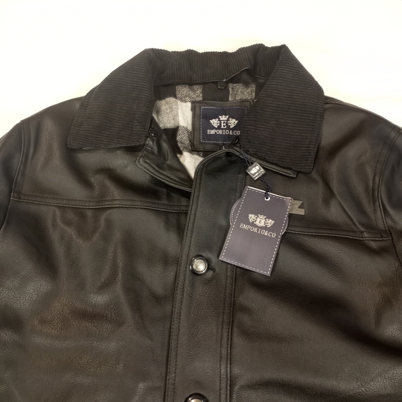 Emporio & Company Men's Black Faux Leather Jacket  NWT Large - Picture 1 of 16